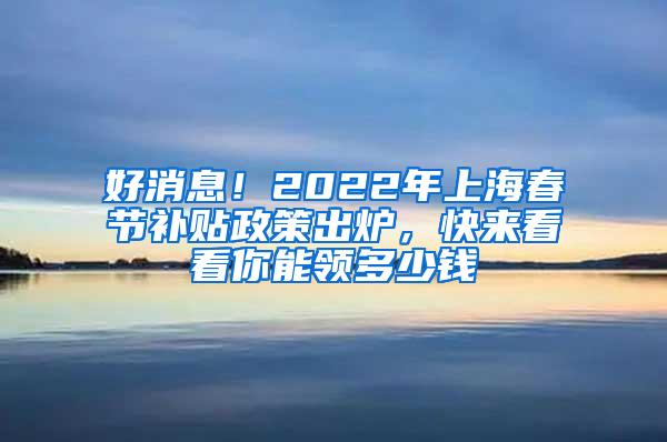 好消息！2022年上海春节补贴政策出炉，快来看看你能领多少钱