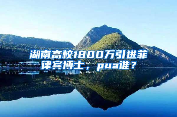 湖南高校1800万引进菲律宾博士，pua谁？