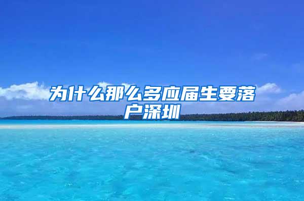 为什么那么多应届生要落户深圳