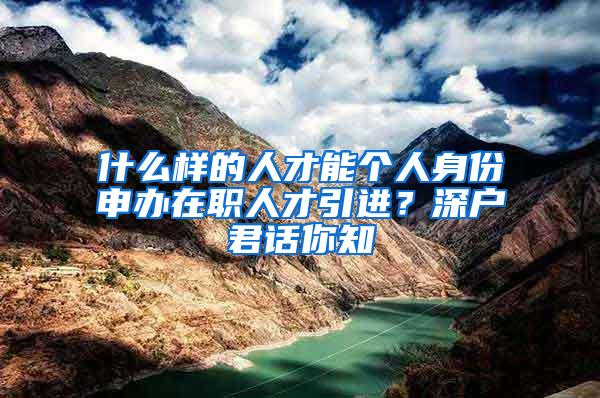 什么样的人才能个人身份申办在职人才引进？深户君话你知