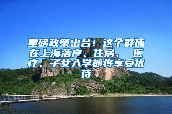 重磅政策出台！这个群体在上海落户、住房、 医疗、子女入学都将享受优待