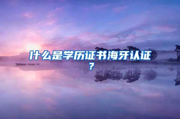 什么是学历证书海牙认证？