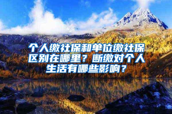 个人缴社保和单位缴社保区别在哪里？断缴对个人生活有哪些影响？