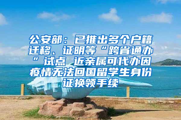 公安部：已推出多个户籍迁移、证明等“跨省通办”试点 近亲属可代办因疫情无法回国留学生身份证换领手续