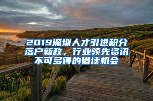 2019深圳人才引进积分落户新政，行业领先资讯不可多得的借读机会