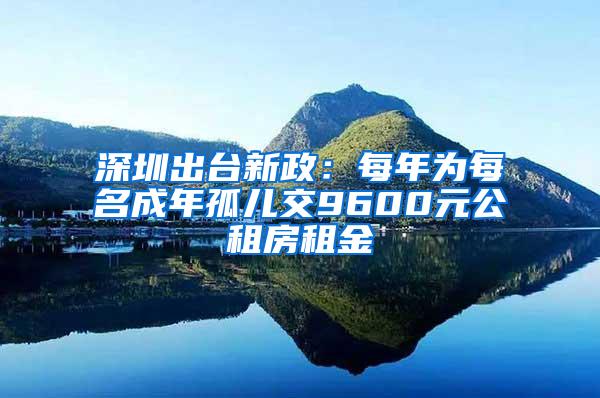 深圳出台新政：每年为每名成年孤儿交9600元公租房租金