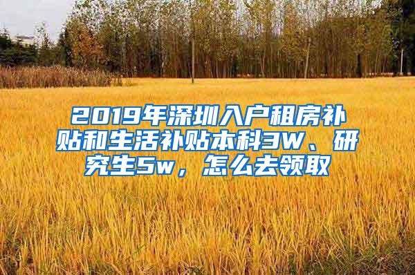 2019年深圳入户租房补贴和生活补贴本科3W、研究生5w，怎么去领取