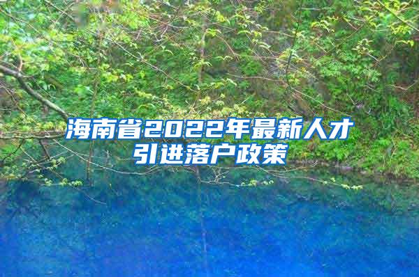 海南省2022年最新人才引进落户政策