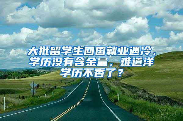 大批留学生回国就业遇冷，学历没有含金量，难道洋学历不香了？