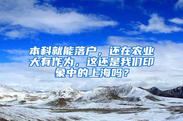 本科就能落户，还在农业大有作为，这还是我们印象中的上海吗？