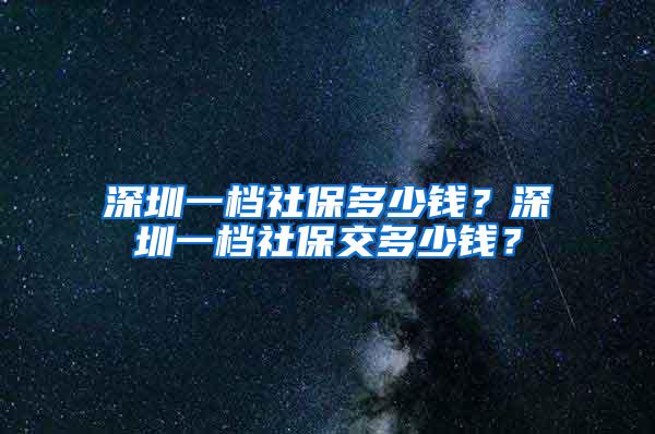 深圳一档社保多少钱？深圳一档社保交多少钱？