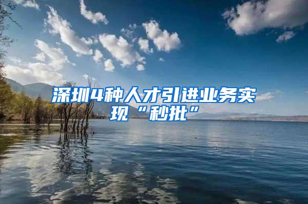 深圳4种人才引进业务实现“秒批”