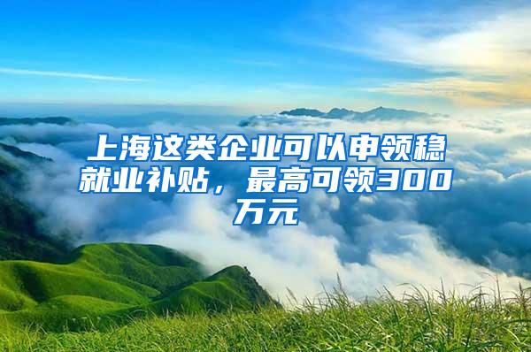 上海这类企业可以申领稳就业补贴，最高可领300万元