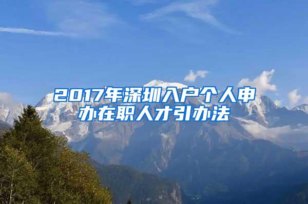 2017年深圳入户个人申办在职人才引办法