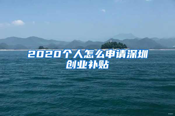 2020个人怎么申请深圳创业补贴