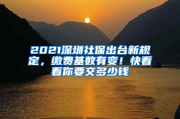 2021深圳社保出台新规定，缴费基数有变！快看看你要交多少钱