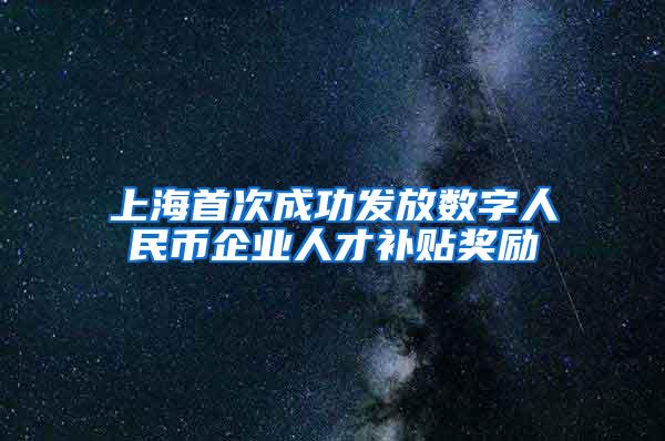 上海首次成功发放数字人民币企业人才补贴奖励