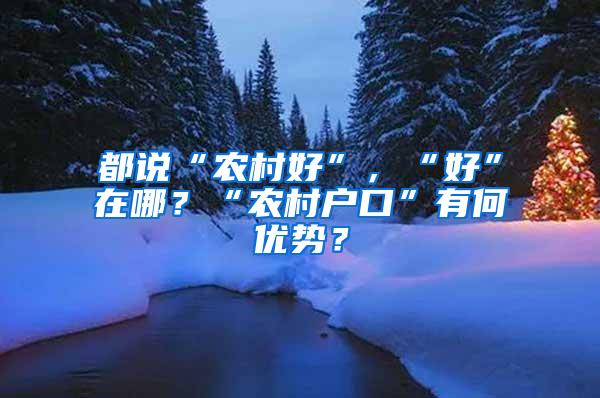 都说“农村好”，“好”在哪？“农村户口”有何优势？