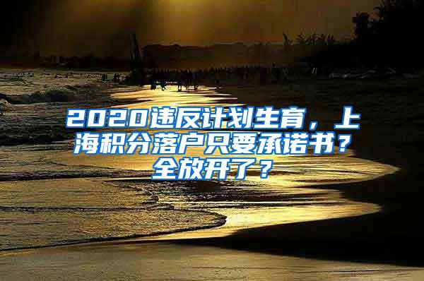 2020违反计划生育，上海积分落户只要承诺书？全放开了？