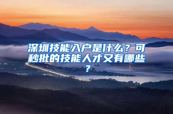 深圳技能入户是什么？可秒批的技能人才又有哪些？