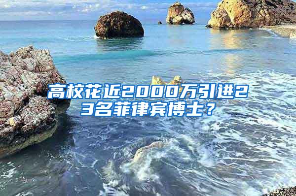 高校花近2000万引进23名菲律宾博士？