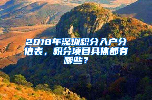 2018年深圳积分入户分值表，积分项目具体都有哪些？