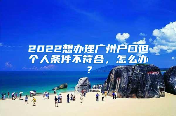 2022想办理广州户口但个人条件不符合，怎么办？