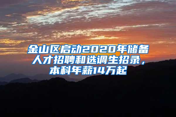 金山区启动2020年储备人才招聘和选调生招录，本科年薪14万起