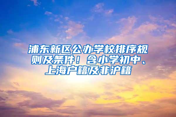 浦东新区公办学校排序规则及条件！含小学初中、上海户籍及非沪籍