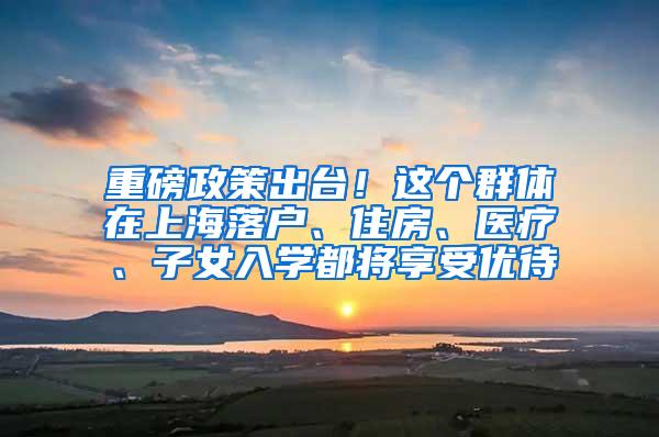 重磅政策出台！这个群体在上海落户、住房、医疗、子女入学都将享受优待