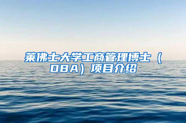 莱佛士大学工商管理博士（DBA）项目介绍