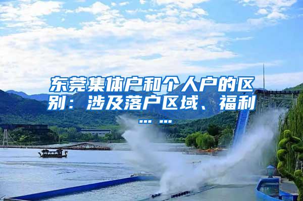 东莞集体户和个人户的区别：涉及落户区域、福利……