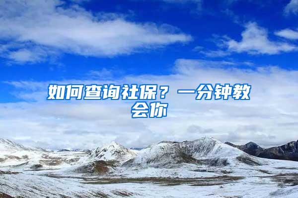 如何查询社保？一分钟教会你