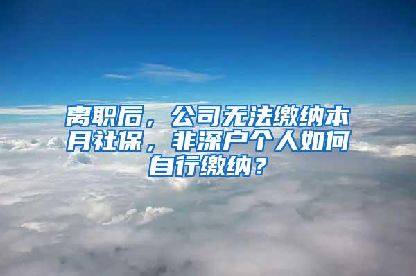 离职后，公司无法缴纳本月社保，非深户个人如何自行缴纳？