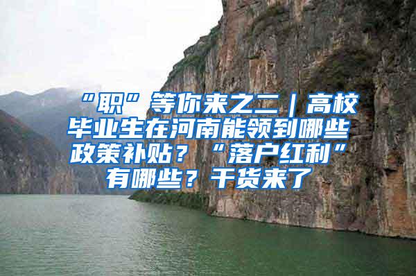 “职”等你来之二｜高校毕业生在河南能领到哪些政策补贴？“落户红利”有哪些？干货来了