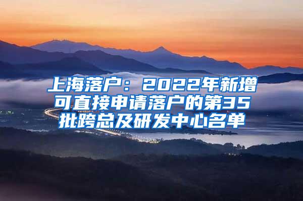 上海落户：2022年新增可直接申请落户的第35批跨总及研发中心名单