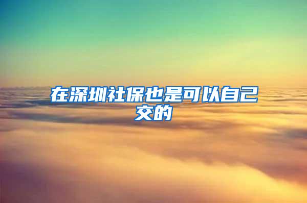 在深圳社保也是可以自己交的