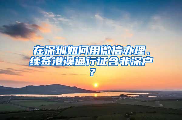 在深圳如何用微信办理、续签港澳通行证含非深户？