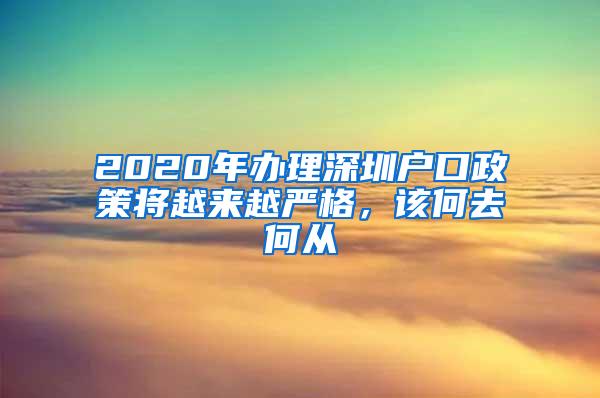 2020年办理深圳户口政策将越来越严格，该何去何从