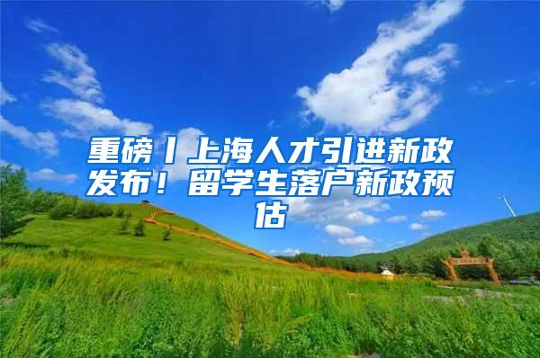 重磅丨上海人才引进新政发布！留学生落户新政预估