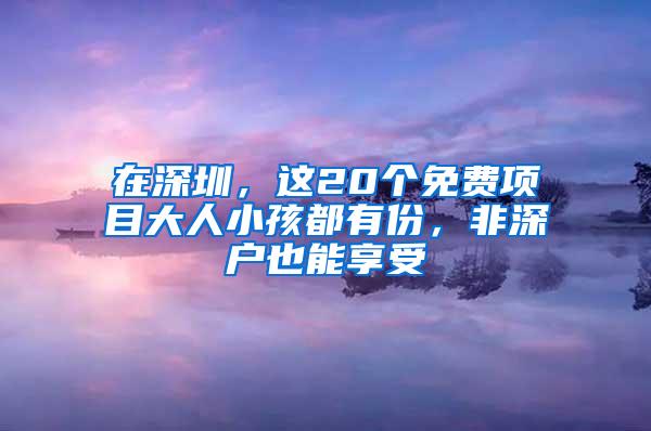 在深圳，这20个免费项目大人小孩都有份，非深户也能享受