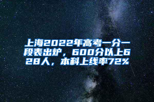 上海2022年高考一分一段表出炉，600分以上628人，本科上线率72%