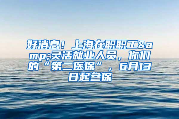 好消息！上海在职职工&灵活就业人员，你们的“第二医保”，6月13日起参保