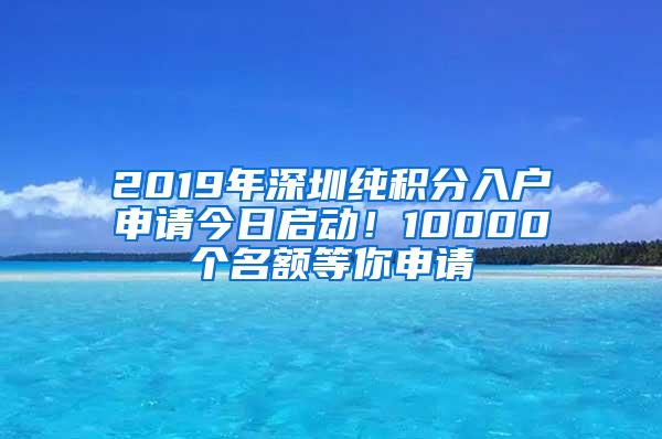 2019年深圳纯积分入户申请今日启动！10000个名额等你申请
