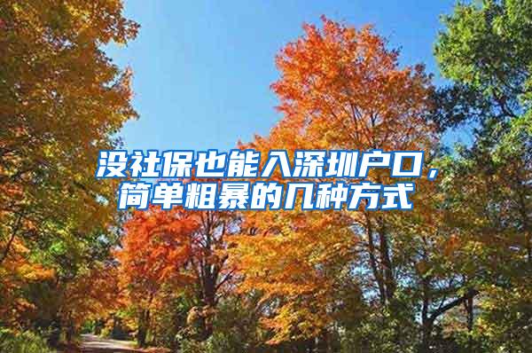 没社保也能入深圳户口，简单粗暴的几种方式