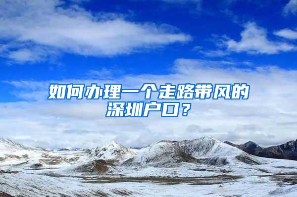 如何办理一个走路带风的深圳户口？