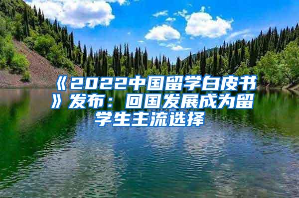 《2022中国留学白皮书》发布：回国发展成为留学生主流选择