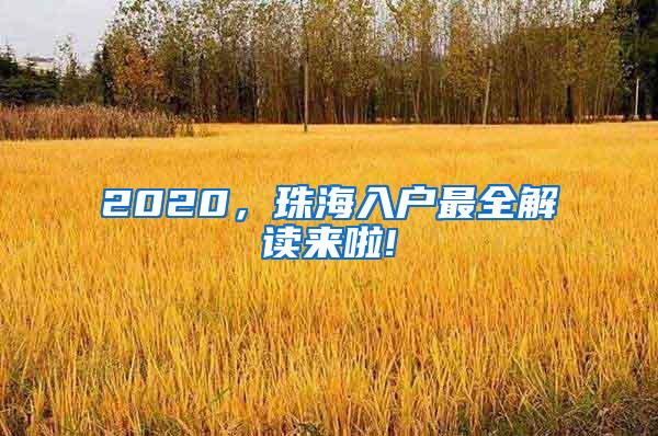 2020，珠海入户最全解读来啦!