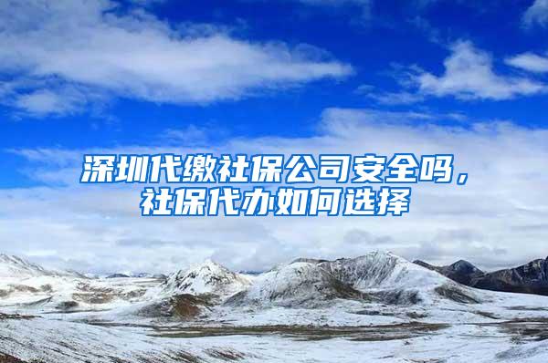 深圳代缴社保公司安全吗，社保代办如何选择