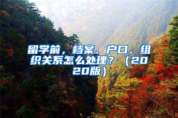 留学前，档案、户口、组织关系怎么处理？（2020版）